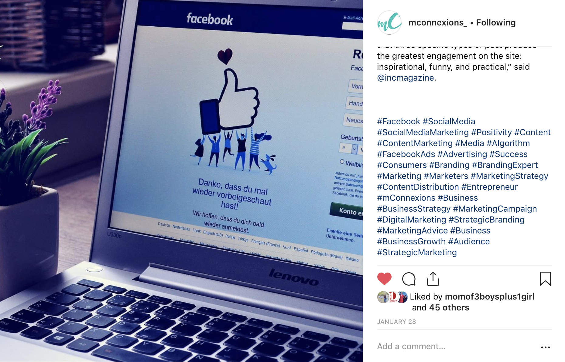 Instagram Hashtags - Example from mConnexions